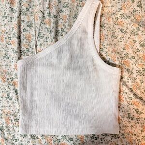 American Eagle Outfitters White One-Shoulder Crop Top